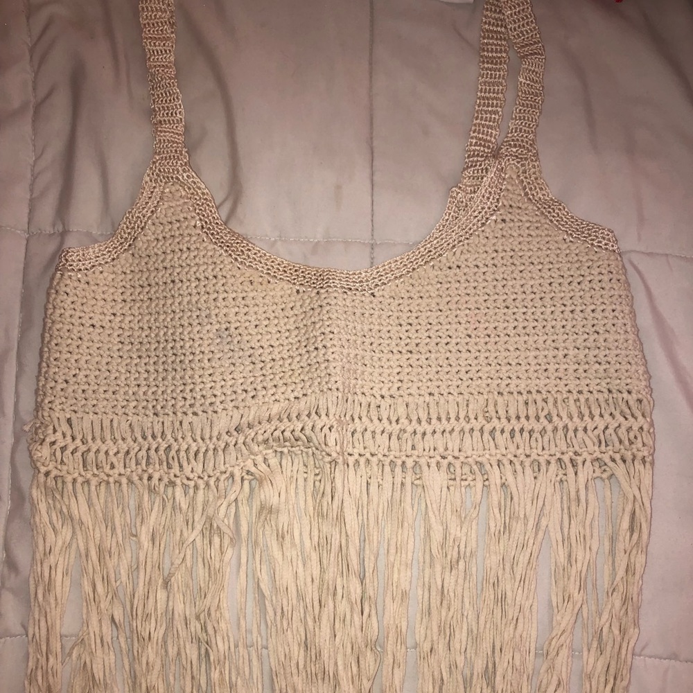 crop fringe top